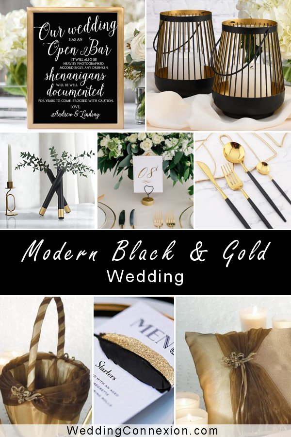 Modern Black & Gold Trendy Wedding Color Scheme